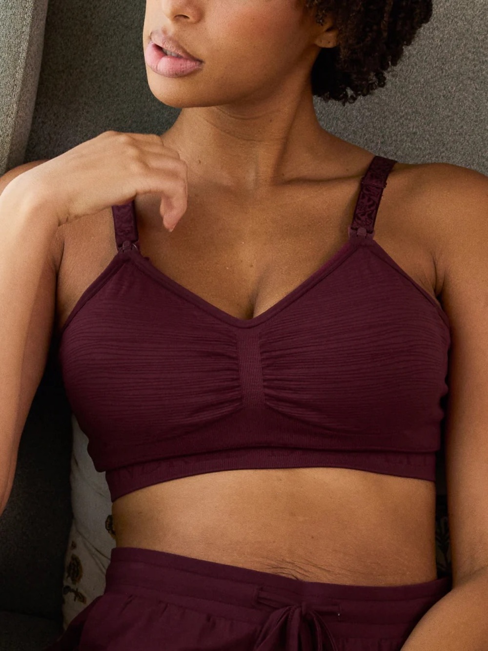 Seamless Nursing Bralette in Deep Burgundy| Kindred Bravely